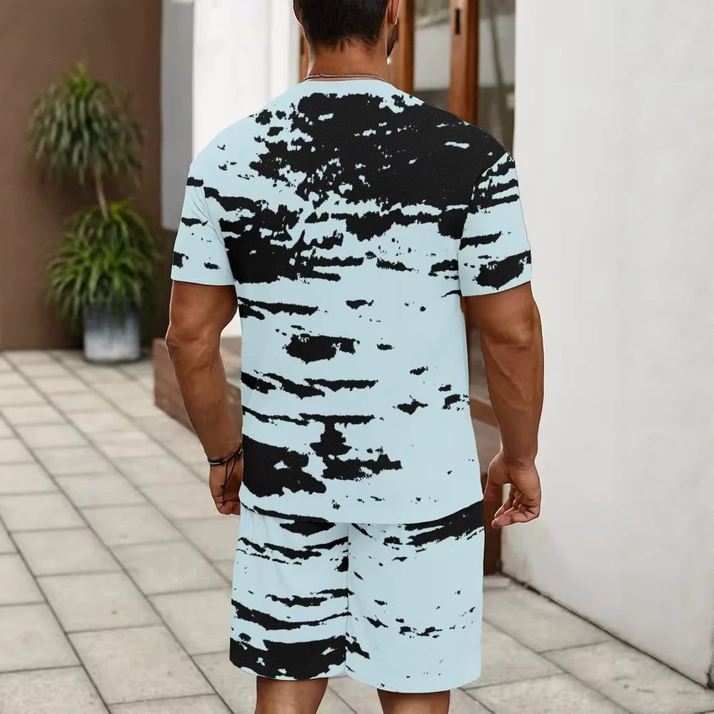 men's short-sleeve and shorts set, casual sportswear set, 3d printed cross-border hot seller, dropshipping available