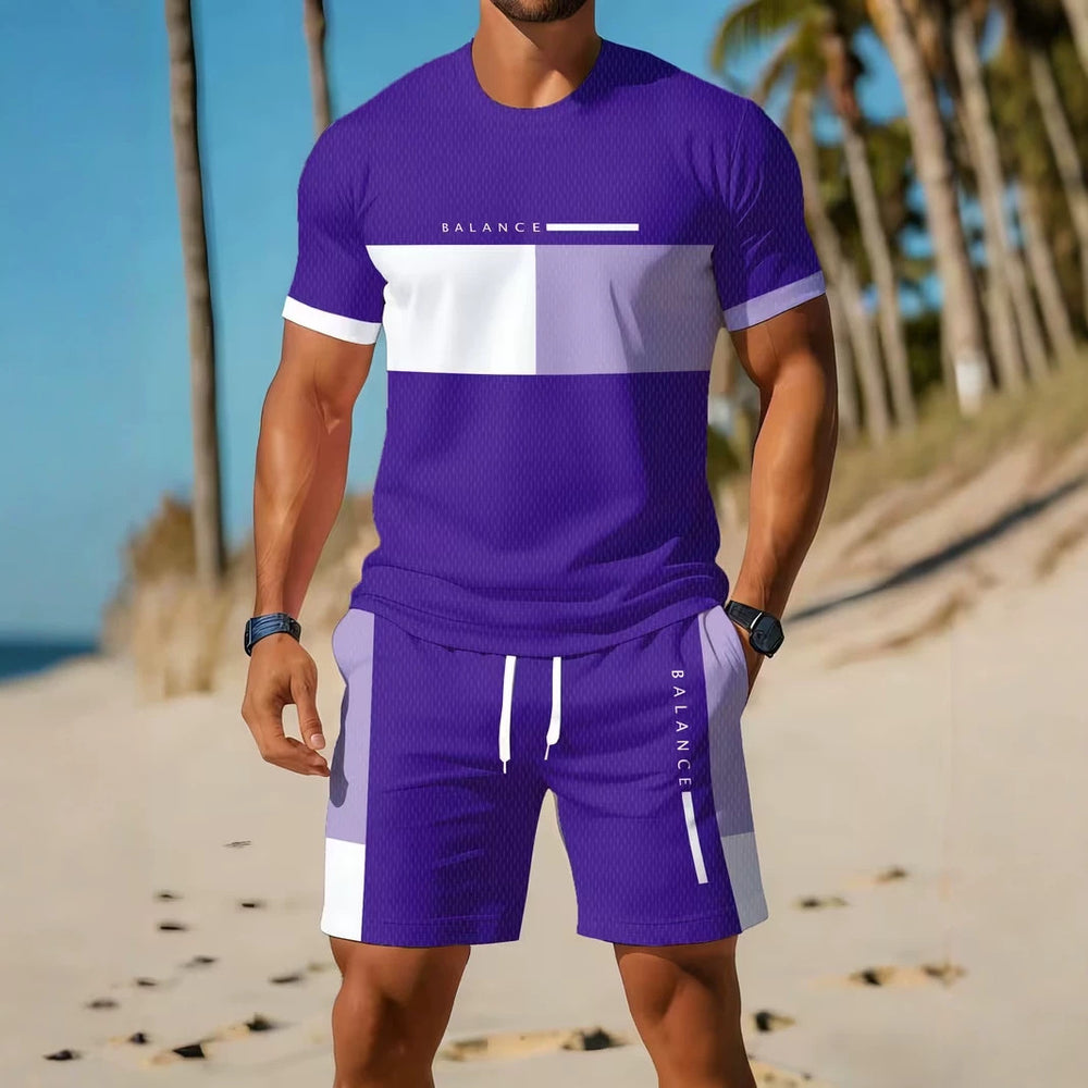 men's short-sleeve and shorts set, casual sportswear set, 3d printed cross-border hot seller, dropshipping available