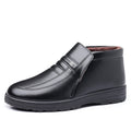 Men's winter warm cotton shoes - fleece lined, non-slip, casual high-top cotton shoes for men, elderly cotton shoes, men's leather cotton shoes for seniors