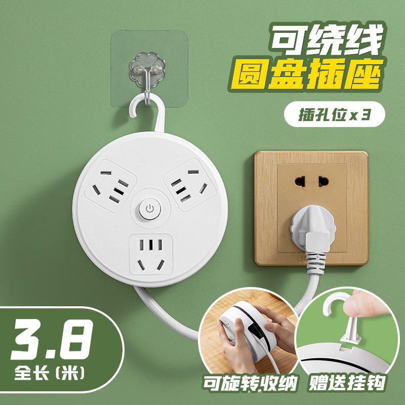 Retractable storage socket with cord, multi-function usb power strip, multi-outlet power strip, electrical plug extension cord