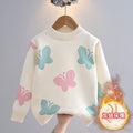 Girlsweaterfleece-linedthickened autumn winternew arrivalk-styleeasiest for matchbabyknitting bottom shirtkids styletops