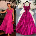 Frenchromantic style suspender earrings dress women's summer straps waist slimming look a-line cake draped long skirt