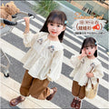 Girls' spring long-sleeve new style fashionable children's clothes baby doll shirt trendy kids' wear turn-down collar for girls