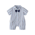 Baby clothes summer striped short-sleeve romper boy korean style gentleman outfit baby 100-day celebration first birthday crawling suit