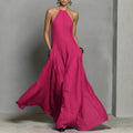 spring/summer new arrivals: european and american -style independent store cotton-linen blend minimalist open-back sleeveless maxi dress
