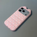 Cat ear custard polka dot puff compatible with apple 17 phone case simple soft and waxy iphone 16 side cat claw case 15