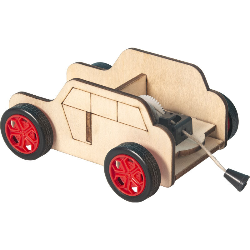 Pull back the wire trolley, kindergarten primary school students DIY science fun game technology production wooden experimental teaching aids