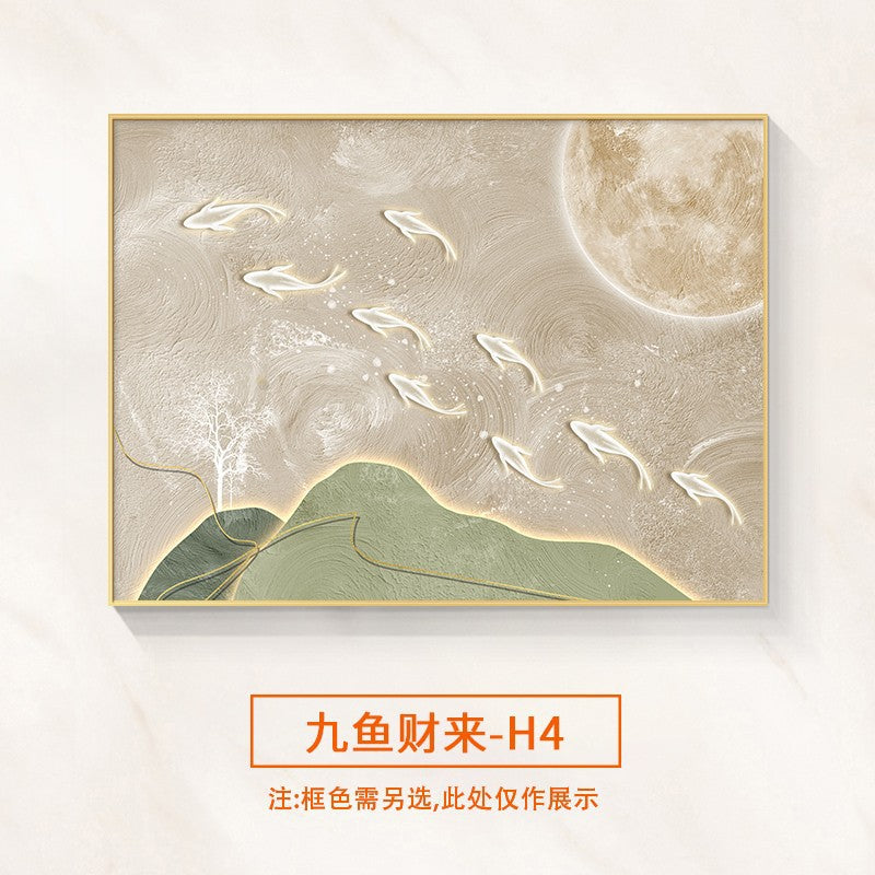 Nine fish map meter box decorative painting modern simplicity blocking restaurant distribution box power box free punching creative hanging painting