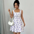 new floral print tie-waist dress for cross-border e-commerce: perfect for dates and shopping spree (, , us & european styles)