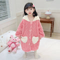 Girls' coral fleece pajamas - autumn/winter kids' robe - long, warm, wearable bathrobe for baby girls