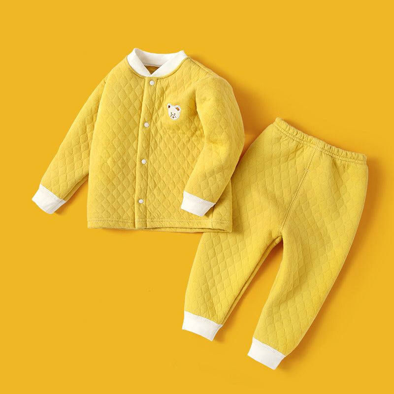 Baby heattechsuitfall and winterpure cotton male baby autumn clothing female baby intimatesspring & fallthickenedcardigan autumn clothes and autumn pants