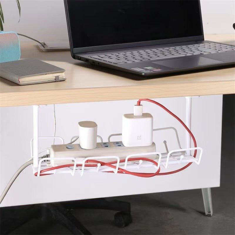 Under-desk cable management basket, power strip organizer, desk bottom cable hub, cable raceway, storage rack, cable tray, nail-free, no-trace