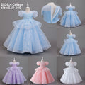 Girls' long mesh ball gown -  new collection - flower girl wedding dress, evening gown, elegant and graceful attire
