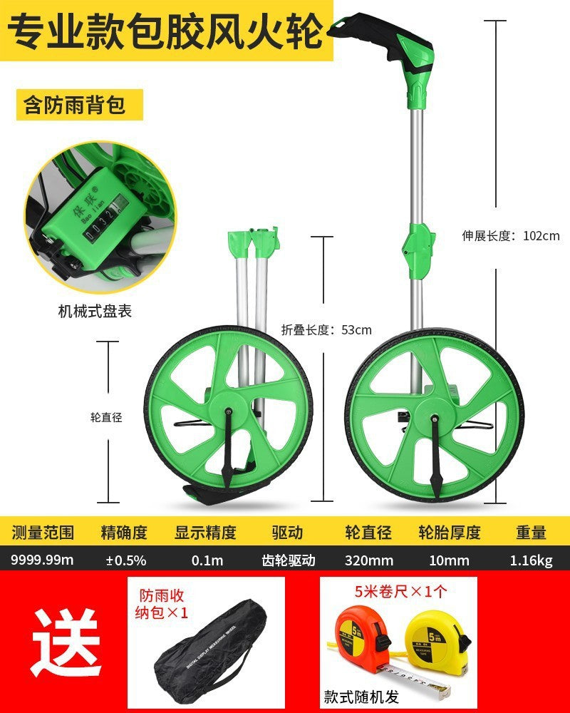 Distance measuring wheel hand push roller type distance measuring instrument road measuring vehicle mechanical digital display outdoor rolling push ruler engineering measuring ruler