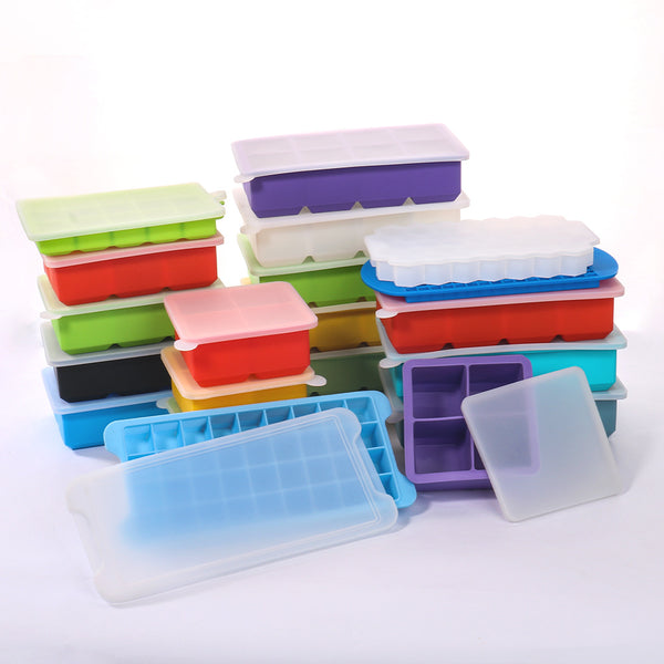 Silicone ice grid ice box ice cube wholesale square with lid household food grade large capacity ice making mold