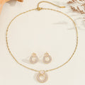 European and american style zircon necklace and earring set - high-end gemstone, light luxury, cross-border, round necklace, women's jewelry wholesale