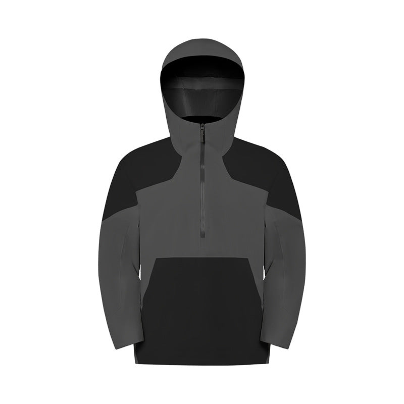 Unisex ykk zipper wear-resistant breathable hiking jacket - triple-proof heat-sealed color block hooded windbreaker daw056