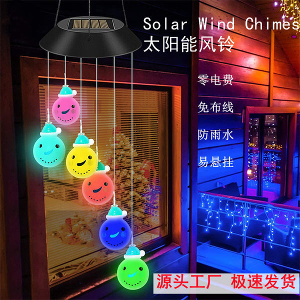 New outdoor solar LED colorful color-changing landscape garden decoration wind chimes snowman Christmas lights