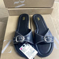 Za 2025 summer new women's flat sandals - leather strap outdoor sandals - black one-strap versatile sandals