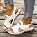 Export cross-border plus size women's shoes thick sole women's  new arrival plaid open toe sandals cut outcasual plus size sandals