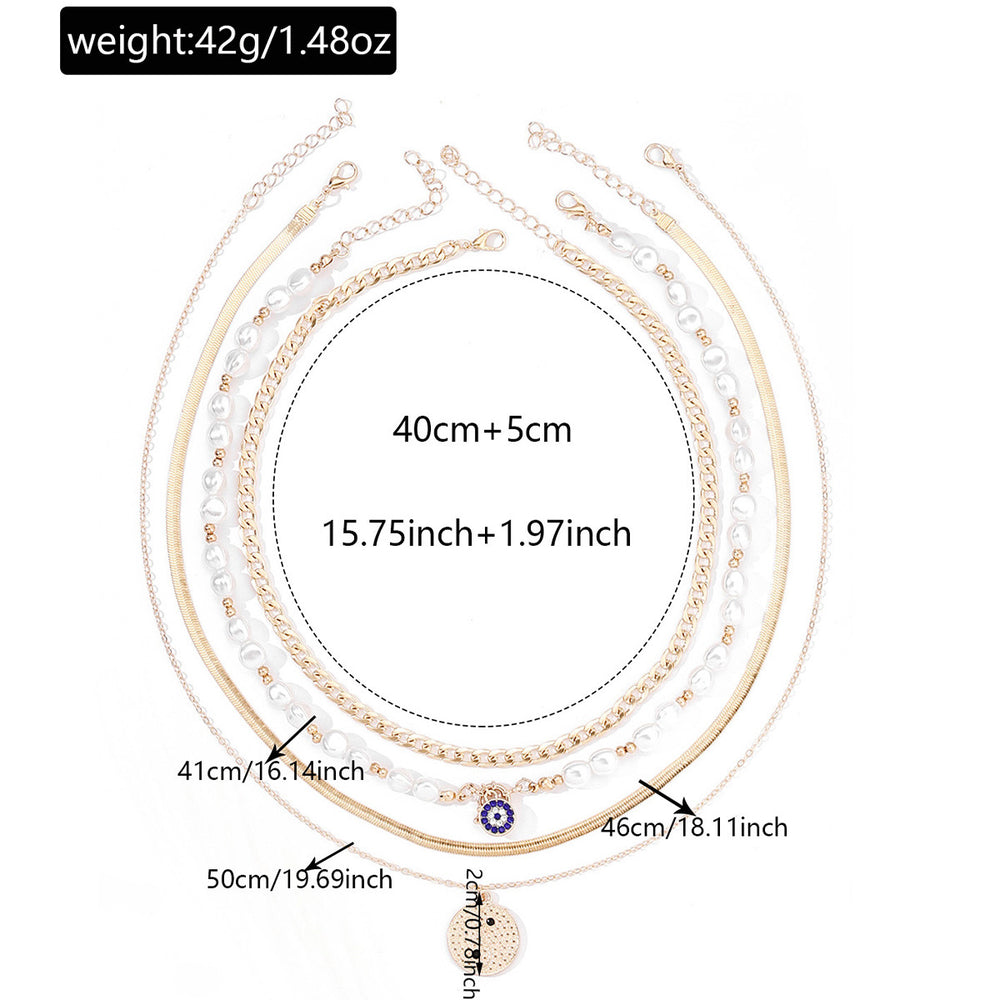 European and american round tag necklace wholesale niche trendy devil's eye multi-layered cold hip-hop style clavicle chain