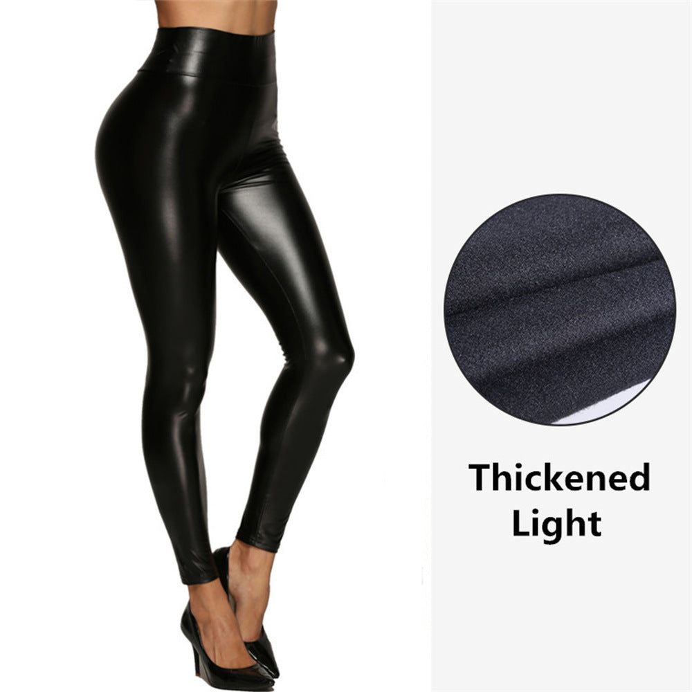 Aliexpress  ins style high waist leather pants for women fashionplus size elastic butt lift leather pants bright multi-color