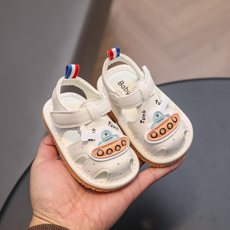 New korean-style squeaky sandals for babies,  summer collection, girls' shoes for ages 0-2, and squeaky pre-walker shoes for baby boys