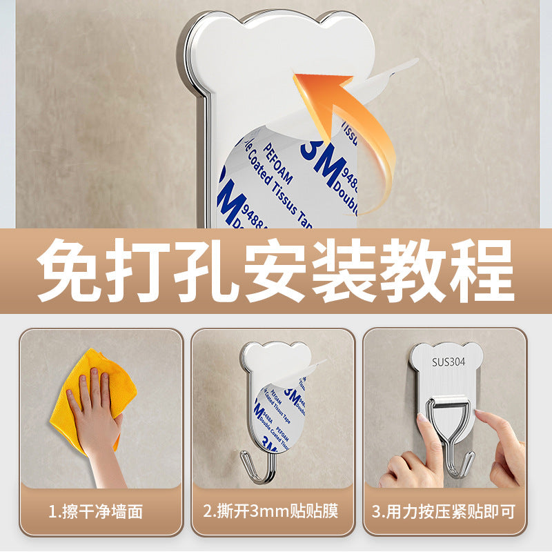 No punching hook toilet kitchen wall hanging clothes non-marking adhesive hook strong load-bearing door storage adhesive hook customization