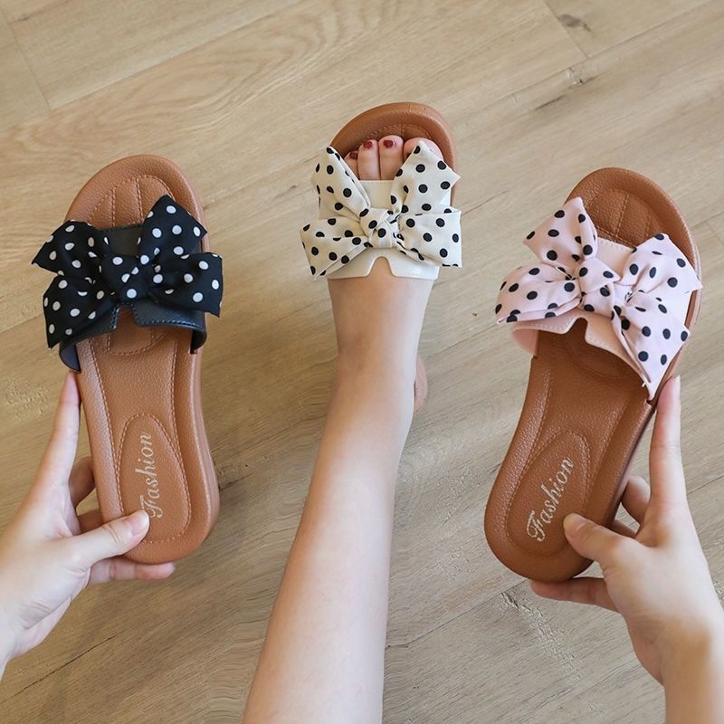 2025 summer bowknot slippers - trendy women's outdoor slides, fairy style, beach-friendly, non-slip platform sandals