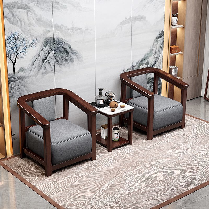 Black walnut all solid wood new Chinese solid wood leisure chair three-piece balcony coffee table small reception chair cp
