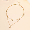 Wholesale alloy star necklace - new european and american minimalist jewelry, diamond-studded, unique floral multi-layered women's choker