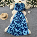 French riviera style butterfly print dress - women's summer korean v-neck slimming a-line maxi dress - elegant & commute-friendly