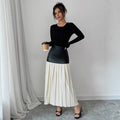 Amazon fashion cross-border women's new contrast color pleated skirt