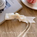 Sweet white bowknot flower hair clips - mori style handmade rose double ponytail clips - lolita hair accessories & headwear
