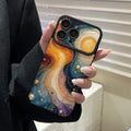 Niche art pearl mobile phone case suitable for iphone16/15 anti-fall apple 17promax colorful oil painting
