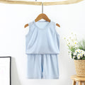 Kids vest suit summer ice silk shake cotton pajamas for boys and girls facial mask t home clothes baby shorts air conditioning clothes