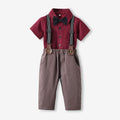 Kids' summer outfit set: new fashionable two-piece short-sleeve overalls for boys - perfect for hosts, choir performances, and special occasions