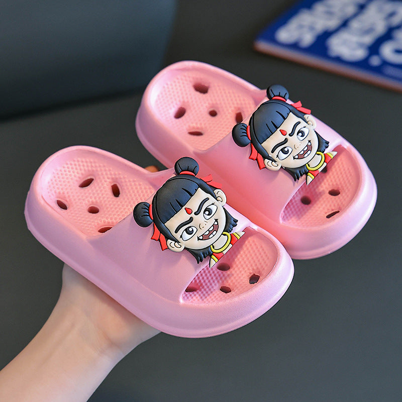 Slippers kidsbath bathroom slippers summer boys and girls cut out leaky non-smelly feet indoor for home soft bottom sandals