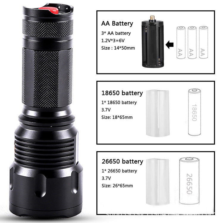 Cross-border hot-selling flashlight, strong light rechargeable outdoor portable super bright long-range special flashlight, household  flashlight