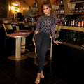 European and american style women's patchwork micro-sheer sexy printed jumpsuit - slim fit, long sleeve, round neck, bodycon romper