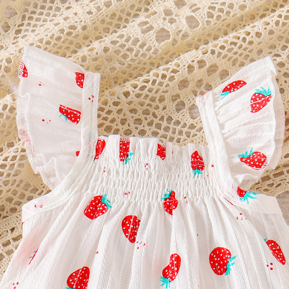 Kids clothing: cross-border sourcing - european & american style girls' outfit - strawberry print pink top + shorts set