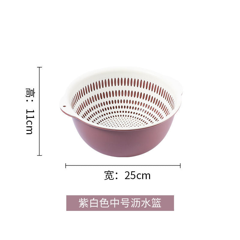 Double-layer sink drain basket six-piece set kitchen living room for home fruit washing plate casual plastic rice washing basket