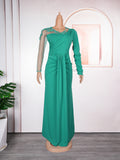 new bridesmaid dresses cross-border e-commerce african women's long sleeve maxi dress  train evening gown
