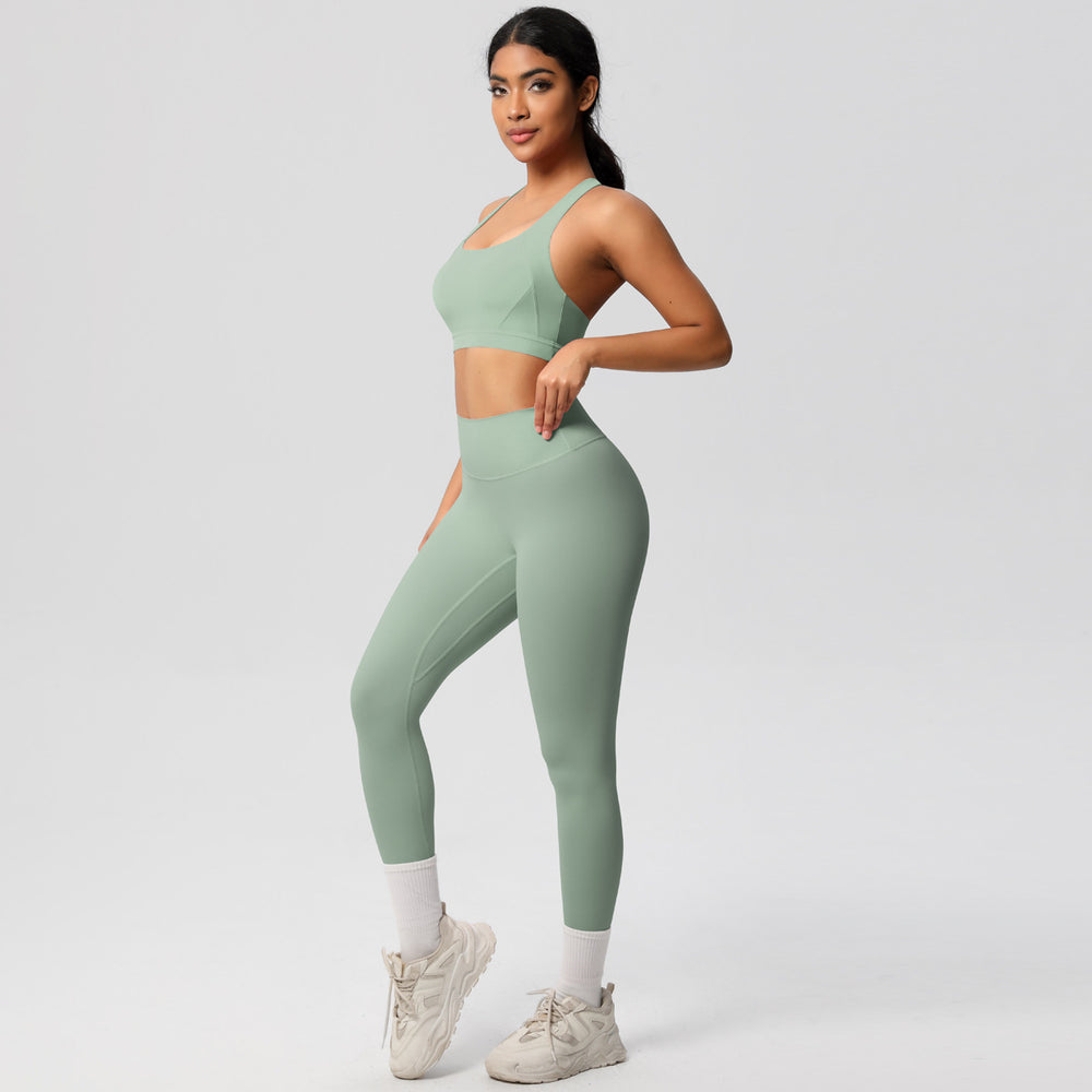 Cloud-feel brushed nylon quick-dry compression yoga set - high-intensity workout, outdoor running, training, and fitness apparel