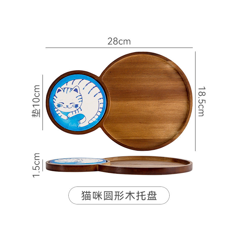 Scandinavianins solid wood creative breakfast tray cute cute cake dessert snack plate stylishclassy tea tray
