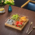 【acrylic 4-compartment gold-edged hammered texture】+ bamboo tray