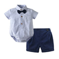 K-stylesummernew arrivalboys bag butt striped short-sleeved shirt gentlemansuit infant and toddler crawling suit source manufacturer