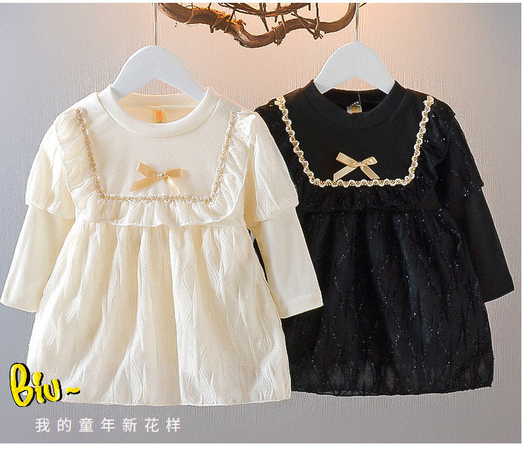 Baby girl princess dress spring dress for girls kids  new stylish puff sleeve dress wholesale