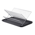 X-shaped foldable dish rack, double-layer kitchen drainer, countertop dish drying rack with water collection tray, kitchen utensil organizer