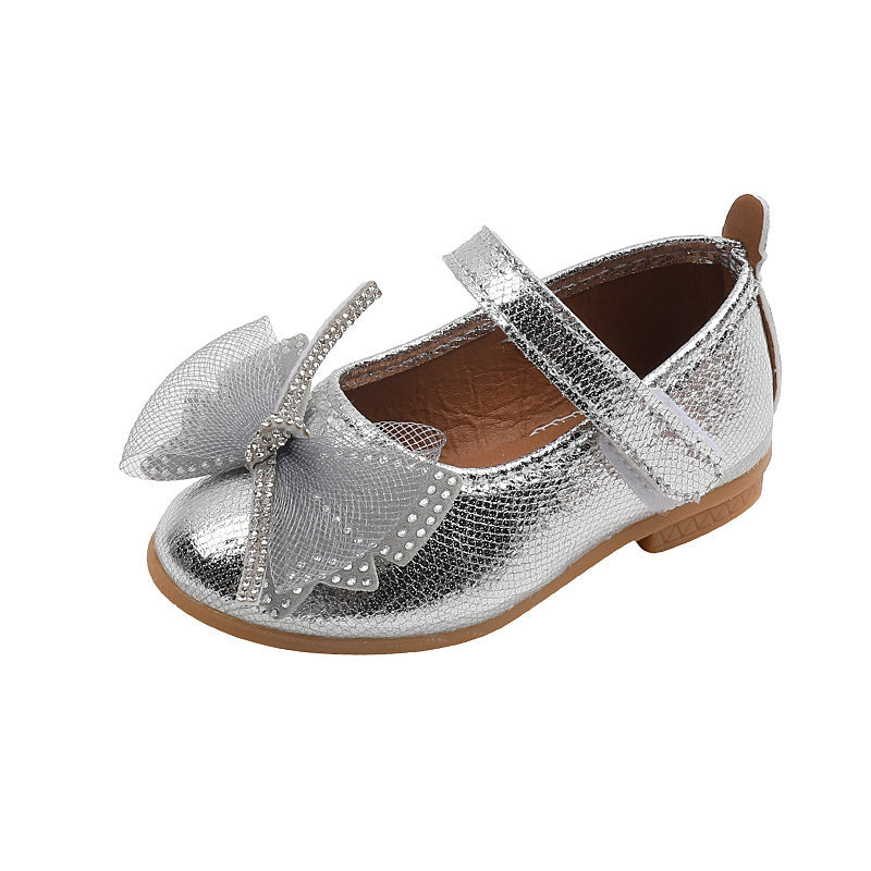 Girls' princess shoes - spring/autumn leather shoes for baby girls, summer soft-soled children's shoes, bowknot flats, princess style